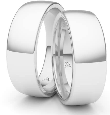 Partnerringe Silber 925 Paarpreis Massiv 7 mm Breite Nickelfrei Freundschaftsringe Trauringe Eheringe 100% Made in Germany- Inkl. Gratis Etui + Gravur (Hochglanz Poliert)