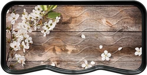 Nicoman Boot Tray Shoe Organiser Non Slip Washable Multipurpose Container Floor Carpet Protection for Indoor Outdoor - (Wooden Flowers, Pack of 1)