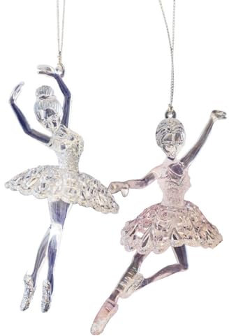 Baumschmuck Ballerina Rose-Silber (2er Set) - Ballett Weihnachtsdeko, Christbaumkugel, Weihnachten