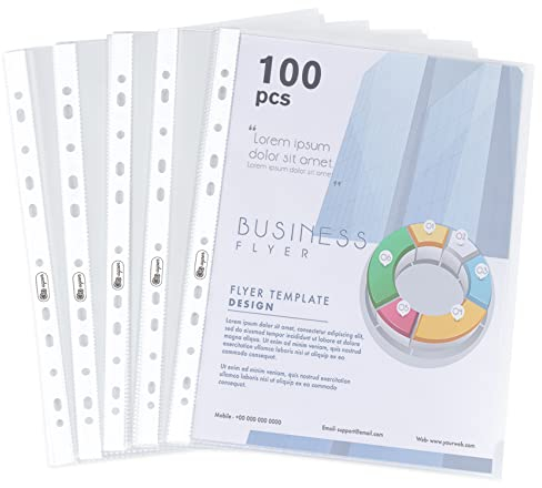 100 Stück glasklar Prospekthüllen DIN-A4, Extra Stark 160µ PP-Kunststoff Prospekthüllen Sammel-Taschen zum Schutz von Papier, Akten & Dokumenten