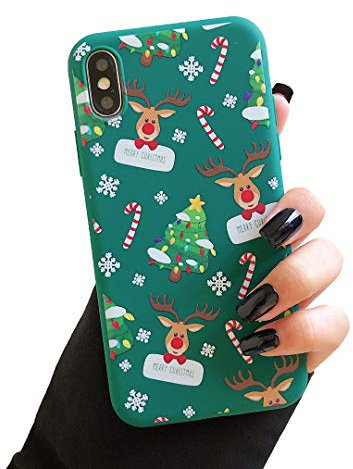 ZTOFERA Hülle für iPhone XR, Weihnachten Design Schlank Hülle, Weich Flexibel Anti-Kratzer Bumper Schutzhülle für iPhone XR - Grün