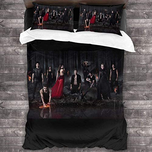 NICHIYO The Vampire Diaries Bettwäsche-Set - Bettbezug und Kissenbezug, Mikrofaser, 3D-Digitaldruck dreiteiliger Bettwäsche (2,Single 135 * 200cm)