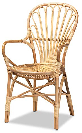 Bali & pari Sheraton Modern and Contemporary Light Honey Rattan Dining Chair