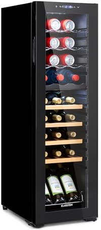 KLARSTEIN Bodega - cave à vin deux zones, porte vitrée, 74 l 27 bouteilles - noir, (HEA-Bodega-27)