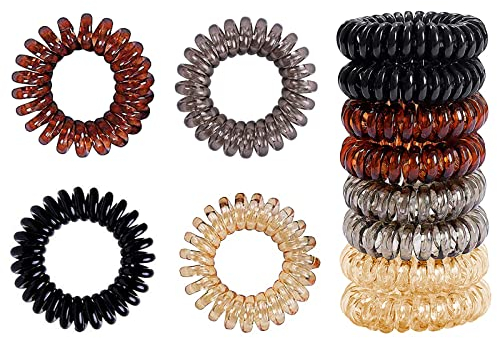 8 Stück Telefonkabel haargummi elastisch Haarband, 4 Farben Spirale Telefonkabel Anti Spliss Zopfgummi Fitness Haarband Spiral Haargummi für Damen und Mädchen