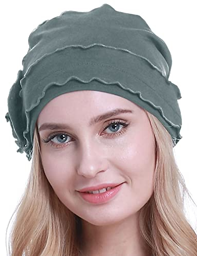 osvyo Chemo Kopfbedeckung für Damen,Turban Mütze für Frauen, Krebs Beanie Haarausfall versiegelte Verpackung HELLBLAU GRAU