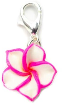 Miniblings Frangipani Charm Zipper Pull Anhänger Blume Blüte Plumeria pink - Handmade Modeschmuck I Kettenanhänger versilbert - Bettelanhänger Bettelarmband - Anhänger für Armband