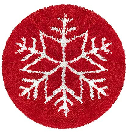 MTCDBD Christmas Tree Skirt Xmas Tree Mat, Latch Hook Kit unfinished Needlework, Snowflakes, for Christmas New Year Party Holiday Home Decorations,as shown,50x50 cm