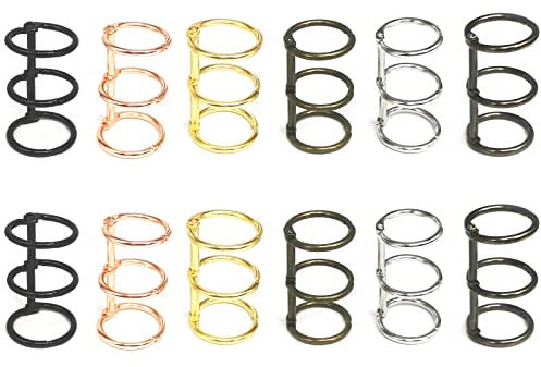 XTUDOU 12 Stück Binder Ringe Metall Buchbinder, 3 Ring Binder Book Ring von 25 mm für Scrapbook/NotizbüCher/BüCher/Fotoalbum/Kalender (6 Farben)