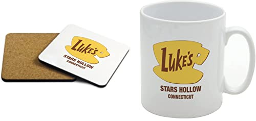 Giftme Lukes Diner Birthday, Christmas Coffee Tea Mug Unique 11oz White Ceramic Mug and Square Coaster MDF Set.