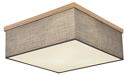 GLOBO Ossie Ceiling Light Fabric and Wood Effect 40 x 40 cm