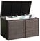 GOPLUS 335L Polyrattan Auflagenbox, Kissenbox Aufbewahrungsbox mit 2 Ablagen & Deckel, Gartenschrank für Garten, Balkon, Terrasse (Braun)