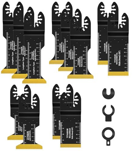 Multitool Sägeblätter 12 tlg Oszillierende Sägeblätter Titan zum Schneiden von Metall Holznägeln Oszillierendes Sägeblatt Kompatibel mit Makita Rockwell Bosch Milwaukee(12 stück)