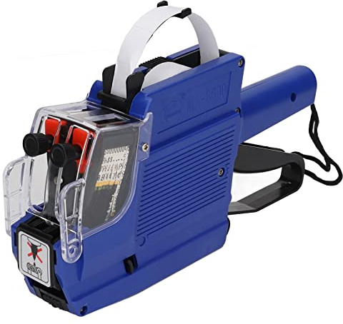 Garosa Preisauszeichnungspistole MX6600, 10 Ziffern, 2 Etikettenlinien, Blau, ABS Material, für Büro und Lebensmittelgeschäft, mit Tintenroller