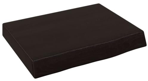 vidaXL Wandregal, Holzregal Regal Handgefertigt mit Baumkante, Wandboard Regalbrett Deko, Bücherregal Hängeregal, Dunkelbraun 40x30x(2-4) cm Massivholz Eiche Behandelt