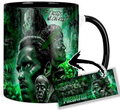 Predator Arnold Schwarzenegger Carl Weathers Tasse Innen & Henkel Schwarz Keramikbecher Mug