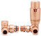 Brushed Copper Corner TRV Thermostatic Radiator Towel Rail Valves