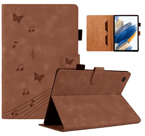 LSPCASA Funda Tablet Samsung Tab A8 Patrón De Mariposa Funda Galaxy Tab A8 para Samsung Galaxy Tab A8 2022/2021 SM-X200/X205/X207 Activación/Suspensión Automática Marrón
