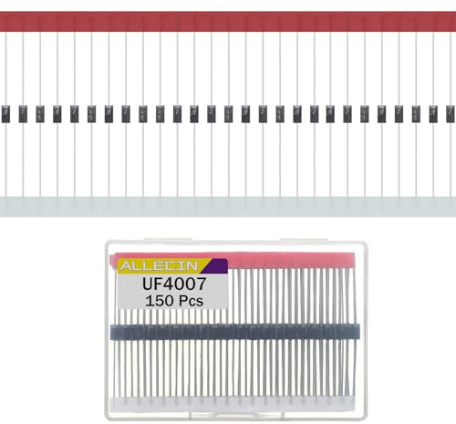 ALLECIN UF4007 Diode Redresseur à Récupération Rapide 1A 1000V DO-41 UF 4007 Diodes Ultra Fast Recovery Axial 1Ampère 1000Volt (Lot de 150 Pièces)