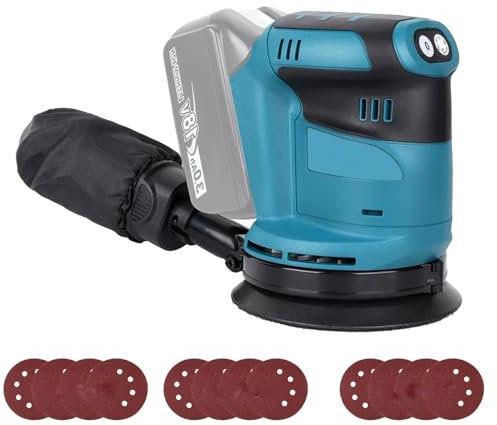 Brushless Cordless Random Orbital Sander for Makita 18V Li-Ion LXT Battery with 12PCs Sanding Sheets(Tool only)