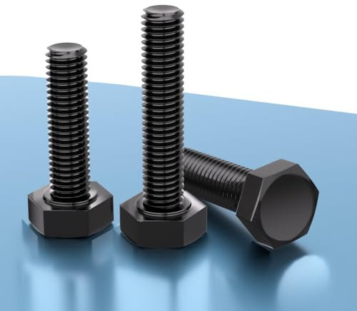 Bulloni a testa esagonale, M4 x 8 (50 pezzi) in acciaio inossidabile 304, completamente filettati, DIN933, nero