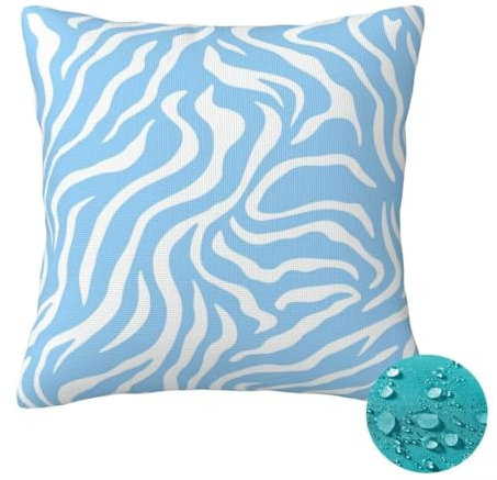 Outdoor Kissen Wetterfest 2 Stück Blau Kissenbezug 45x45 cm, Sommer Gartenkissen Deko Outdoor Sitzkissen Wetterfest, Kissenbezüge Gestreift Outdoorkissen für Balkon Terrasse Patio Garten Deko -OZ377