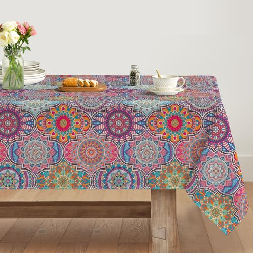 Artoid Mode Boho Vintage Geometrie Marokkanisch Mandala Tischdecke 140x180 cm, Fleckschutz Tischwäsche Küche Dekoration Urlaub Party Dekor