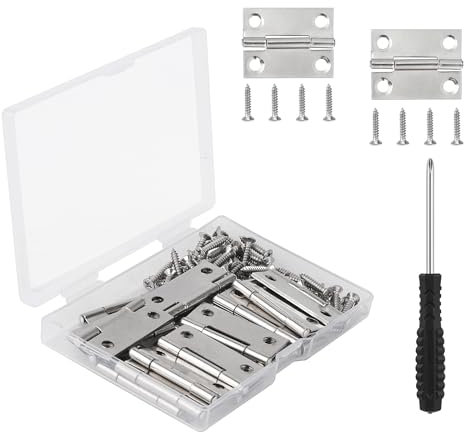 Roosea 20 Pcs Antique Mini Hinges 36 * 27 * 1.0 mm Small Hinges for Dolls House with 80 Pcs Hinge Screws and Screwdriver Little Hinges for DIY Crafts Wooden Box Toys Cabinet Drawer(1.5in