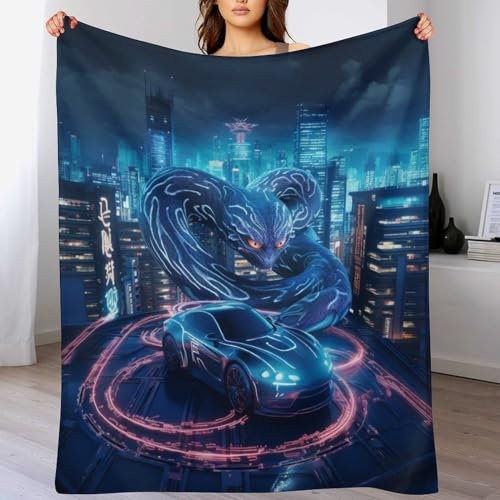 Neon Schlange Decke Decke Dicke Kuscheldecke Mit 3D Muster Fleece Warm & Weich Flauschige Flannel Decke, Vier Jahreszeiten Bett Sofadecke（150×200cm）