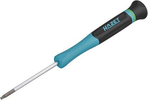 HAZET Elektronik Schraubendreher 811EL-T9, SW T9 Innen TORX Profil, für kleinste Schrauben, drehbarer Zentrierknopf, sicherer Halt durch breite Griffrillen