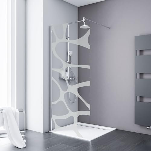 Schulte Duschwand Alexa Style Walk In Chromoptik 100 x 200 cm, Wave Sicherheitsglas (ESG) fixil beschichtet, Montage auf Duschwanne oder Fliese