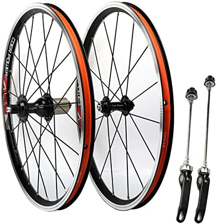 UIOPPOI 406/451 Felge BMX 20 Zoll Faltbarer Fahrrad-Radsatz C/V-Bremse Schnellspanner Räder 74/130 mm Nabe 16/24H Für 7/8/9/10/11-Gang-Kassette 1230 g (Farbe: B, Größe: 451)