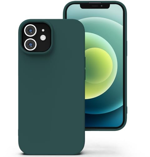 Zuvirelx Glatte Silikon hülle für iPhone 12 Mini, Staubbeständig, Slim, Taschentauglich Handyhülle Cover Case für Apple iPhone 12 Mini - Tiefgrün