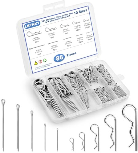 LBYNKY 86 PCS Cotter Pin Assortment Kit, Cotter Pins & R Clips,10 Sizes