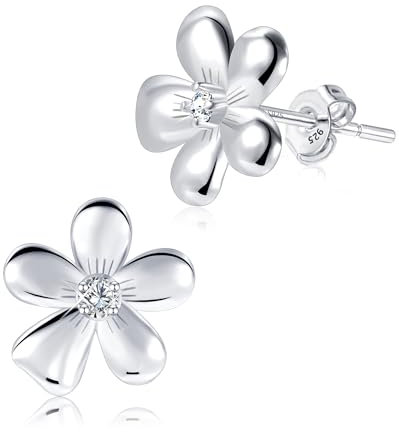 Sterling Silber 925 Ohrringe Ohrstecker für Damen Mädchen, ASH'S CHOICE Kleine Silber 925 Ohrstecker Blumen Hypoallergene Silber Blumen Ohrringe mit Stein Zirkonia Glitzer Ohrstecker Sterling Silber