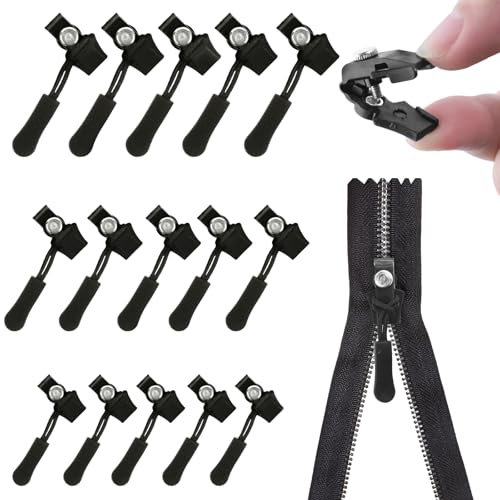 NVGVUP 15 Stück Reißverschluss Anhänger, Fix-Reißverschlusszieher, 3 Größen Universal Ersatz Reißverschluss Set, Abnehmbarer Zipper Reparatur für Jacke Rucksack Gepäck Schlafsa