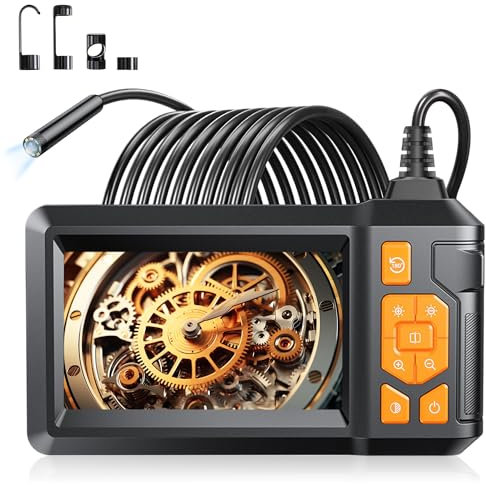 Endoskopkamera mit Licht 10m 1080P HD Industrie Endoscope Inspektionskamera 4.3 Zoll IPS Bildschirm 8mm Endoskop Kamera mit 8 Einstellbaren LEDs IP67 wasserdichte Rohrkamera Kanalkamera