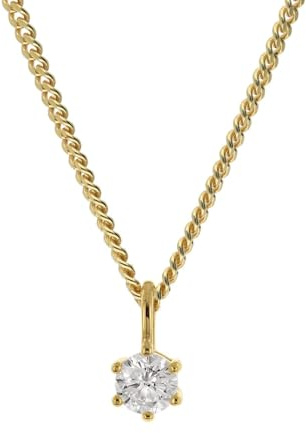 GLIZZ Damen-Anhänger Lab Grown Diamant 0,2 ct. Gold 333 mit Halskette