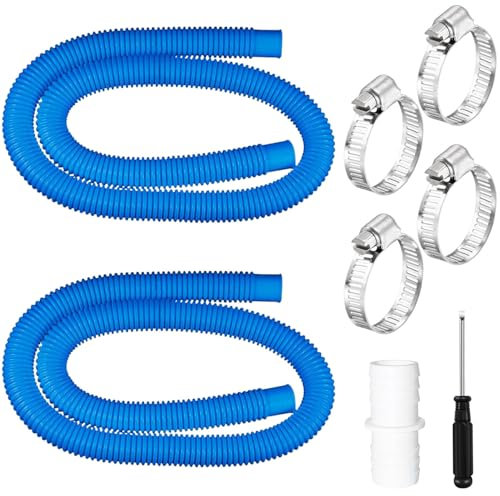 Manguera de Piscina 32mm,2 Piezas 150CM Tubo Piscina con 4 Abrazaderas de Metal,Manguera Flexible de Piscina,Manguera de Repuesto para Piscina,Manguera de Filtro de Piscina
