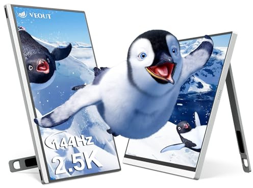 Veout Monitor Portátil V1 Pro de 16 Portátiles (Plateado Elegante) - 144Hz, USB-C y Mini HDMI Mac | Monitor Minimalista Viajes de Negocios, Segunda Pantalla Ultraligera de 1.58 lbs (0.72 kg) Oficina