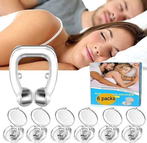 6 Pièces Pince à Nez Anti Ronflement, Clip de Nez en Dilatateur Nasal Réutilisable Silicone Magnétique Dispositifs anti-ronflement Améliore la Respiration Empêcher Pince à Nez