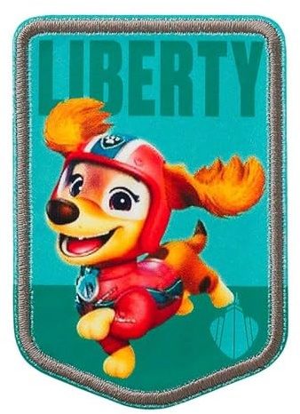 Mono-Quick Paw Patrol Liberty Aufnäher zum Aufbügeln 7,8 x 5,5 cm Bügelbild für Kinder mit Superhunde Hund Welpen Fan, Bügelpatch Patches Bügelflicken Geschenk