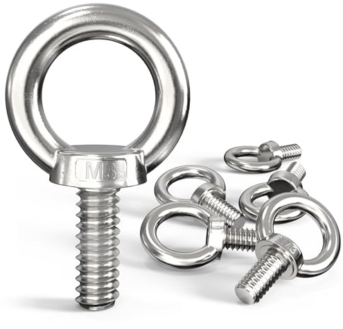 Forbabe 6 viti ad anello M3, viti ad occhiello in acciaio inox 304, bulloni ad anello rotondi con filettatura per fissare e appendere