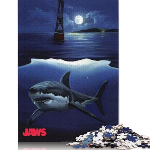 Jaws-Illustrationspuzzle, schwieriges rechteckiges Hartpapier-Puzzle für Erwachsene und Kinder, einzigartiges Geschenk, 1000 Teile (26 x 38 cm)