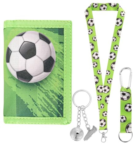 GADITIEK Brustbeutel Mädchen Geldbeutel Portmonee mit Schlüsselanhänger Portemonnaie Mädchen für Geburtstagsgeschenk (Fußball - Neu)