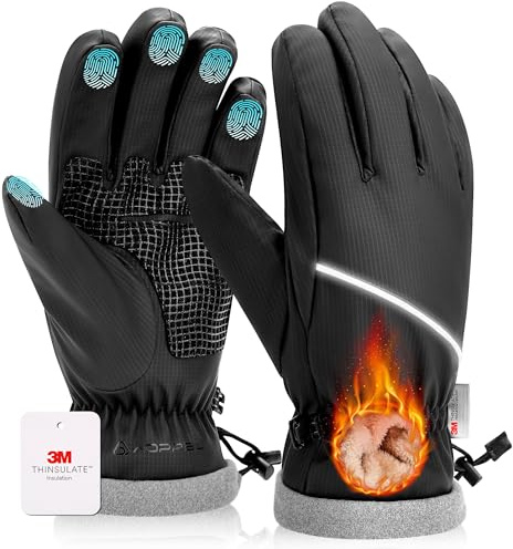 AOPREL Wasserdicht Winterhandschuhe Herren Damen 3M Thinsulate Thermo Handschuhe rutschfest Touchscreen Sporthandschuhe für Skifahren,Radfahren,Schneeschaufeln & Outdoor-Arbeiten