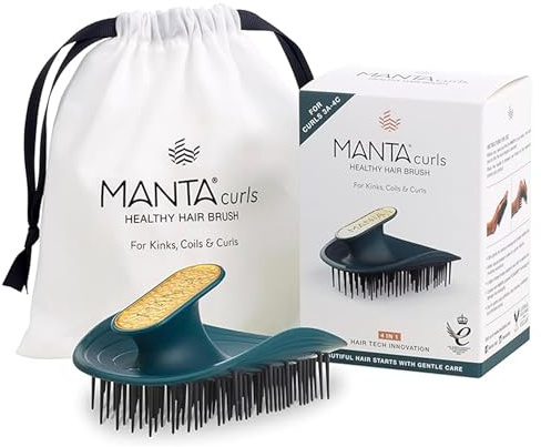 Manta Locken Anti-Brechungs-Haarbürste - Entwirrende Bürste für Locken & Afro-Haar, Sanfte Nass- & Trocken-Haarbürste für Frauen, Zartes Grünblau