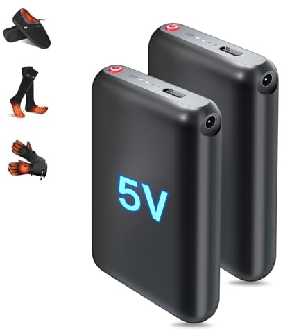 RTDEP Batería recargable de polímero de litio de 5 V y 5000 mAh, calcetines calentados que extienden las baterías, salida de CC 3,5 x 1,35 mm, batería de repuesto para pantuflas con calefacción