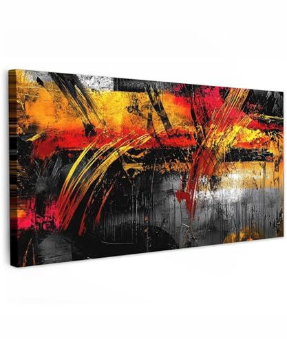 MuchoWow© Bilder Groß Wohnzimmer Deko Modern Wandbild XXL Kunstdruck | 200x100 cm - Leinwand Bild Schlafzimmer über Bett Room Decor Geschenke Kunst - Schwarz - Abstrakt