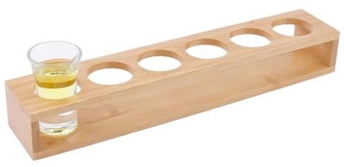 CREATCABIN Holz Schnapsglashalter Tablett Aus Holz Loch Robustes Holz Cocktail Getränkehalter Servierbrett Für Bier Und Weingläser Organizer Ständer Für Die Hausbar Party 31x6x4.5cm